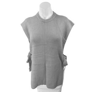 Zara Women's Gray Rib Knit Sleeveless Open Side Bow Tie Sweater Vest Tank Top S